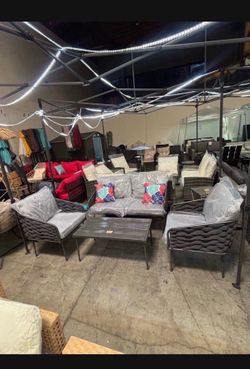 New 4pcs Outdoor Weaker Patio Furniture, Sofa, Chair, table Conversation Set In Grey