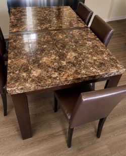 Marble Top Kitchen and Dining Table with Chairs