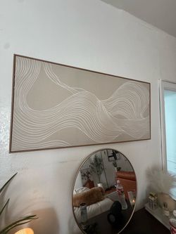 Textured Abstract Textile Wall Art with Wooden Frame – 48” x 24”