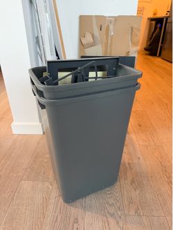 Rev-a-shelf Pullout Dual Trash Cans for Full Height Kitchen Garbage Cabinet 50 Quart 12.5 Gallon with Soft-Close Slides, Orion Gray, 53WC-2150SCDM-213