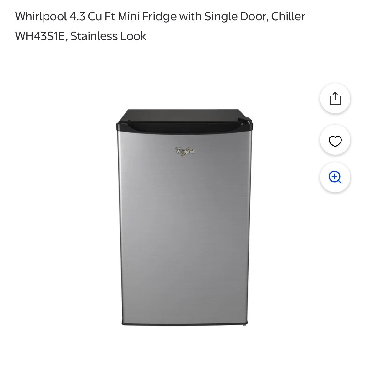 Whirlpool Mini Refrigerator Stainless Steel