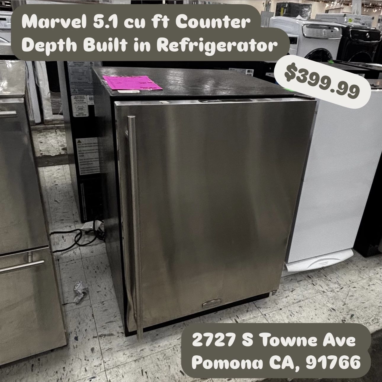 Marvel 5.1 Cu Ft Built In Refrigerator