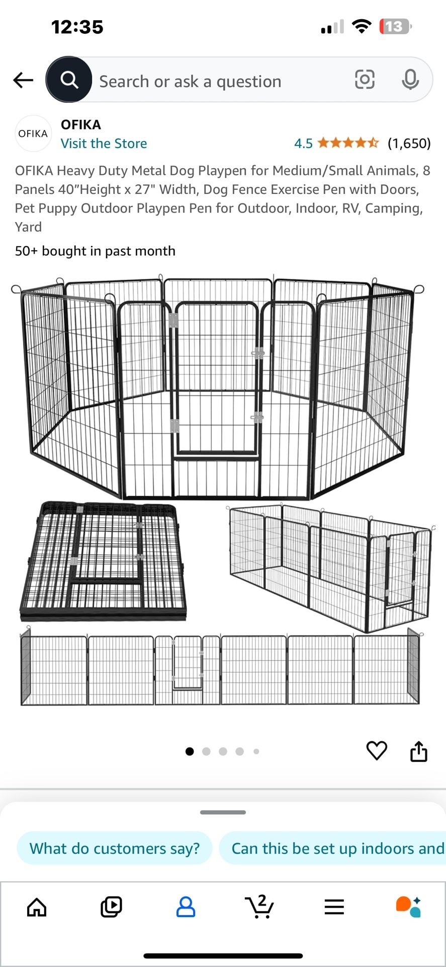 Dog Pen 40 Inch 8 Panel