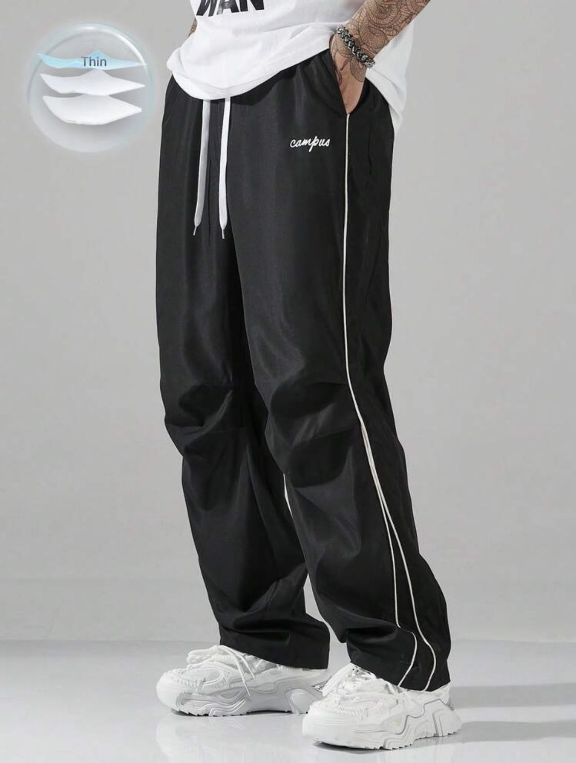 Black Wideleg Joggers Size Xl 