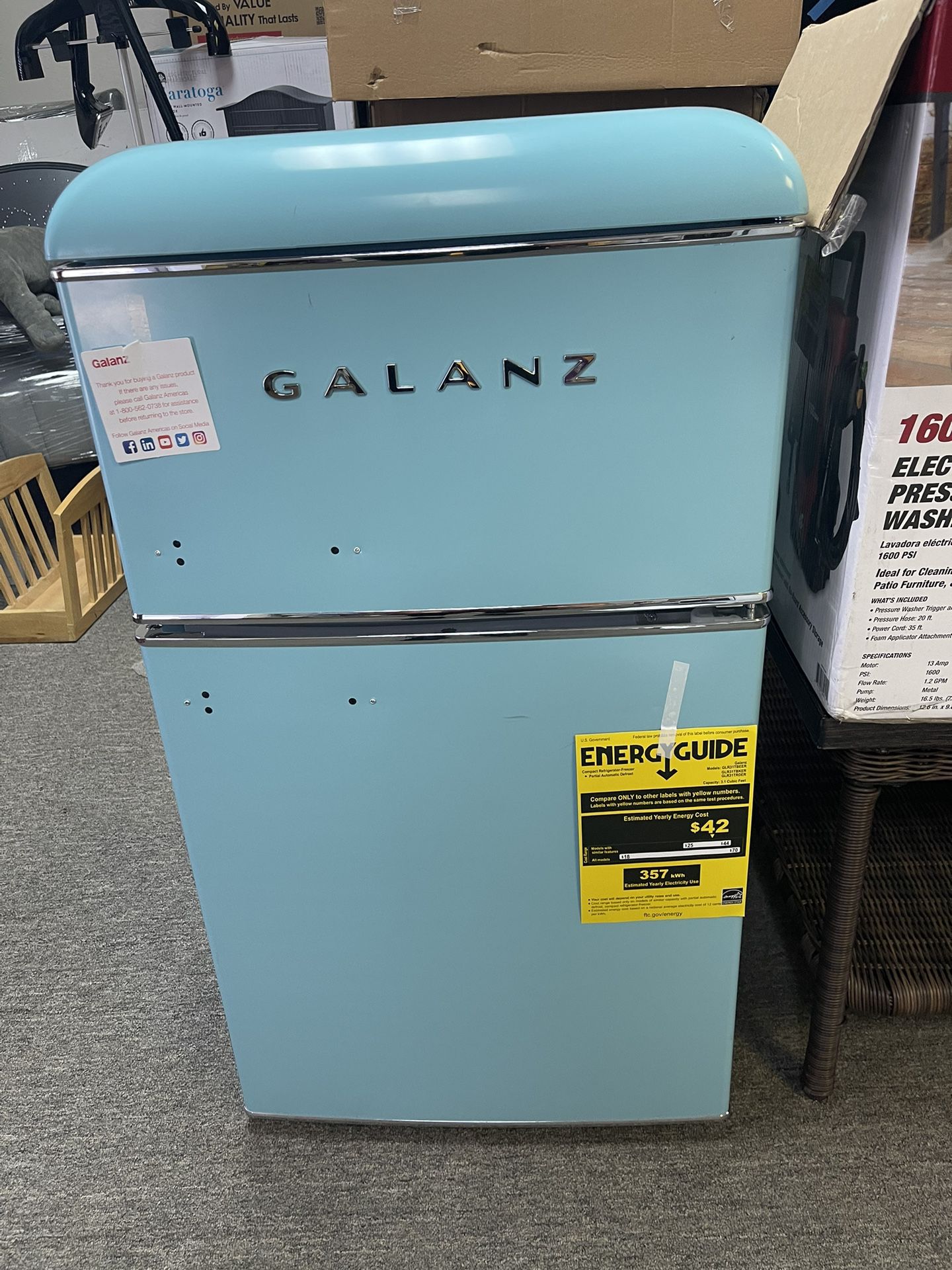 2022 Retro Teal Two- Door Mini Fridge (Almost New) for Sale in New York, NY  - OfferUp