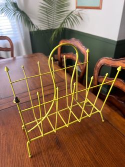 Vintage Chartreuse Mid Century Modern Magazine Rack