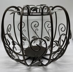Retired PartyLite Party Lite Metal Scroll Pillar Pumpkin Candle Holder