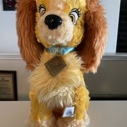 Disney Store 12" RARE LADY and the Tramp Plush Cocker Spaniel Stuffed Animal