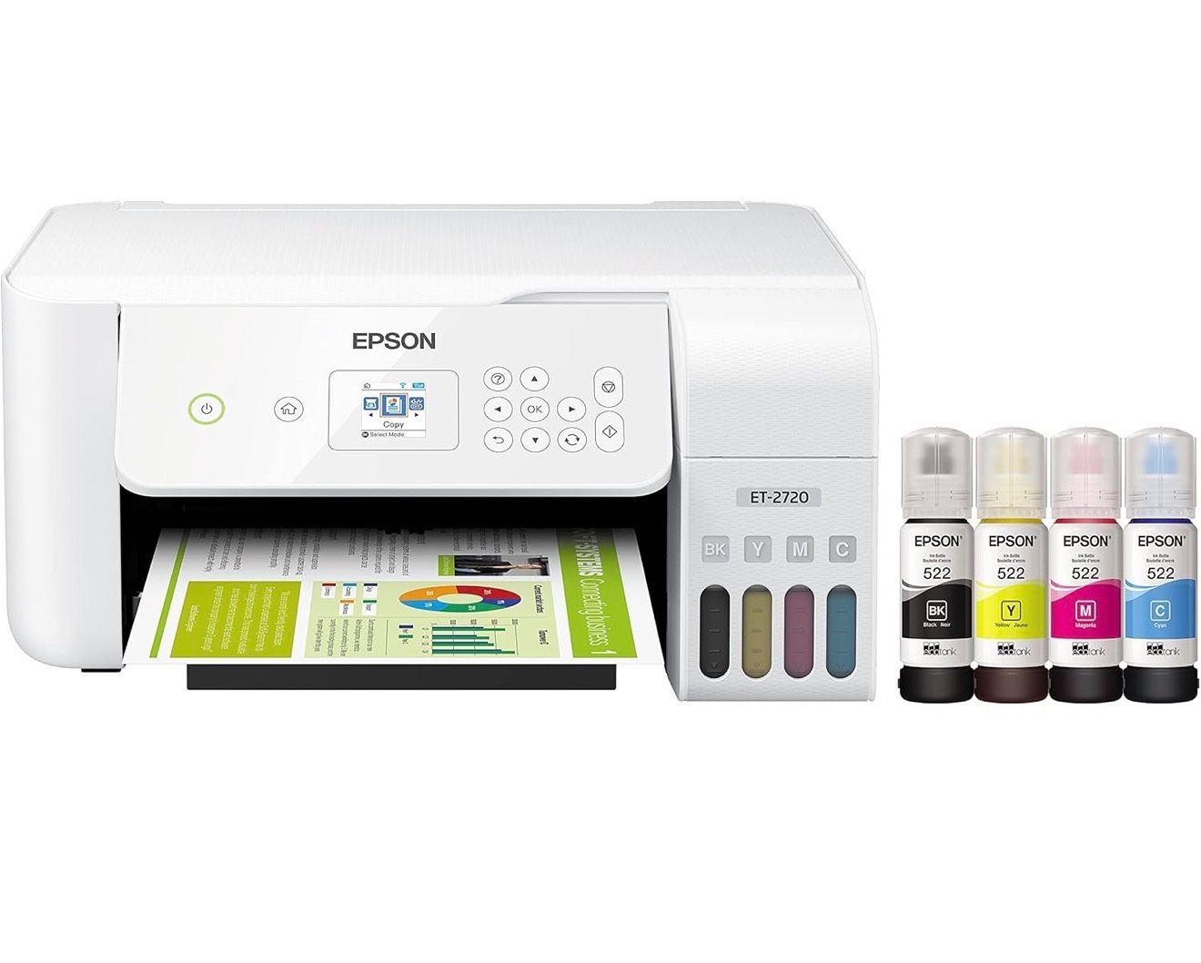 Epson - EcoTank ET-2720 Wireless All-In-One Inkjet Printer - White