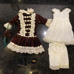 Vintage Velvety Outfit for 16” Porcelain Doll-Franklin Heirloom Emily Outfit