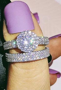 2 pieces 925 sterling silver wedding ring