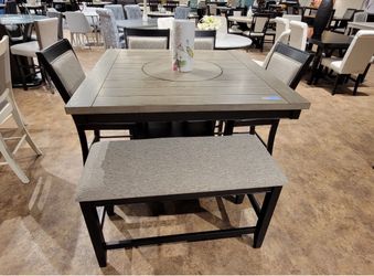 6PC Counter Height Dining Set w/ Lazy Susan