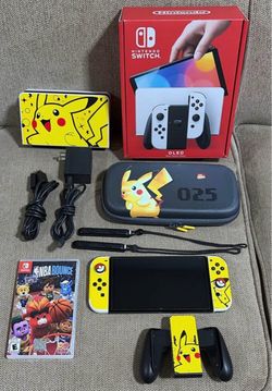 Custom Pikachu Edition Nintendo Switch OLED - Ultimate Bundle (128GB Card & Game Included)