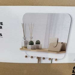 NEW IN BOX - UMBRA wall mirror with hooks