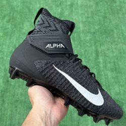 NIKE ALPHA MENACE ELITE 2 FLYKNIT “BLACK / WHITE” FOOTBALL CLEATS (Size 11.5, Men’s)