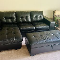 Free Faux Leather Sofa and Ottoman