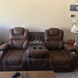 Leather 3pc Sofa Recliner Set