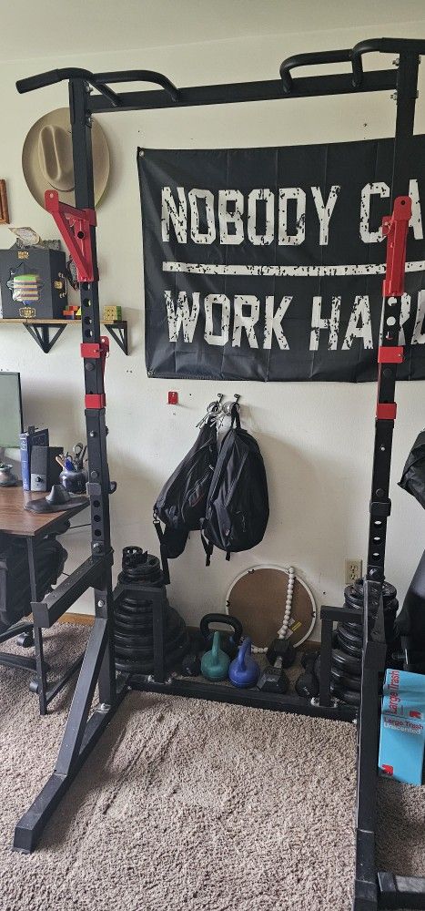 Pullup Bar Squat/Bench Rack With Safety Bars