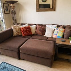  Beautiful Brown Sectional Sofa with Ottoman 
