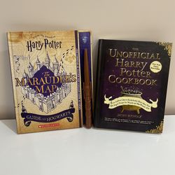 Marauder’s Map book with wand & Unofficial Harry Potter Cookbook duo