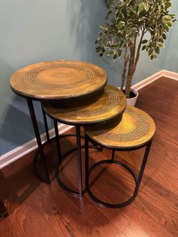 Nesting Tables Set of 3 - Brass Antique