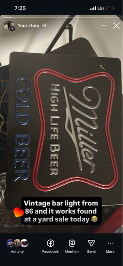 Vintage miller bar light from 80s