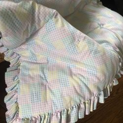 Pastel Handmade Baby Crib Quilt And Dust Ruffle 