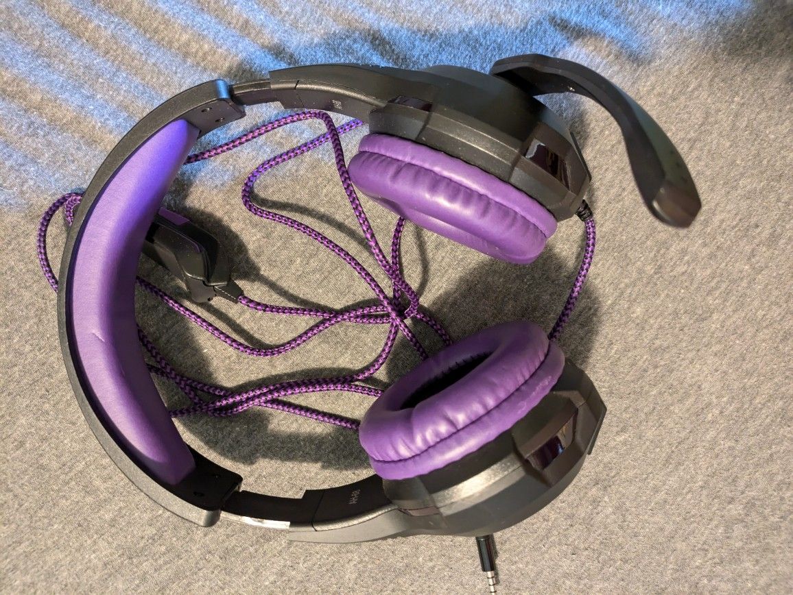 Purple Headphones Wired With Mic