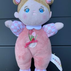 Ouozzz baby girl blue eyes rattle plush blond hair my first doll