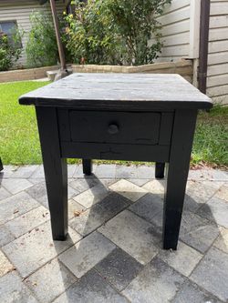 Solid Wood Black Side Table 