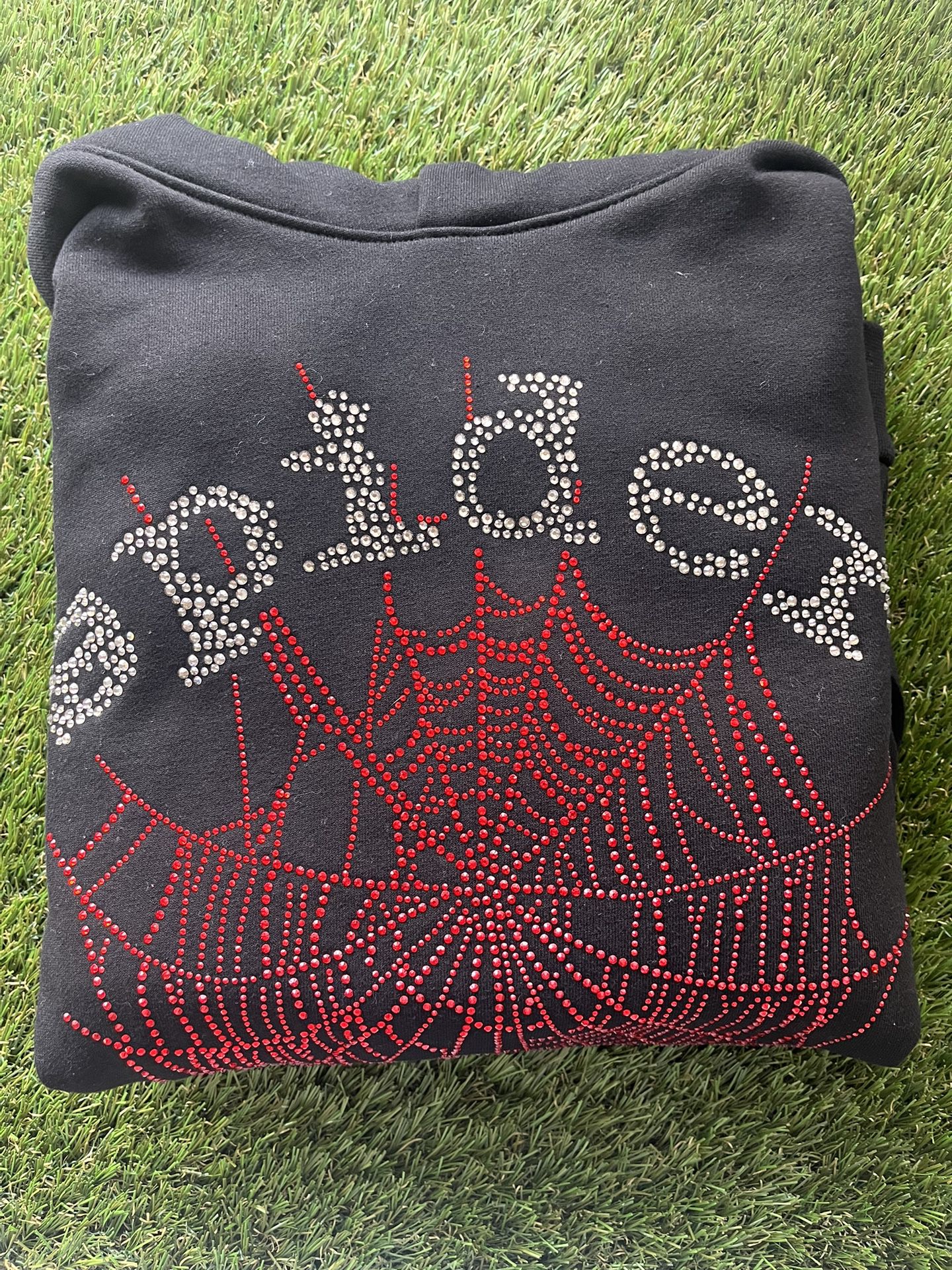 Spider Hoodie OG Rhinestone Black and Red
