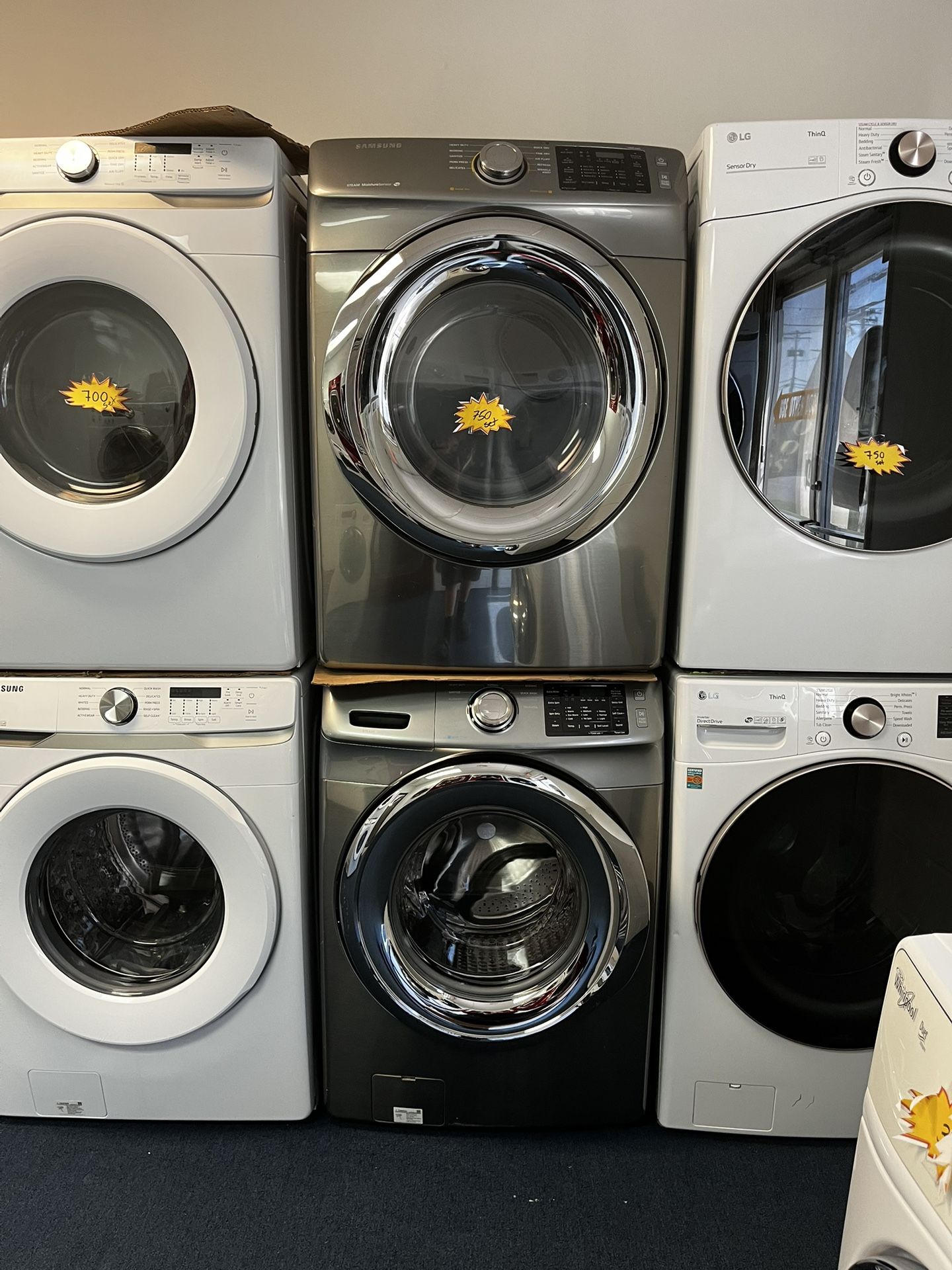 Samsung Electric Front Load Washer & Dryer Set In Silver