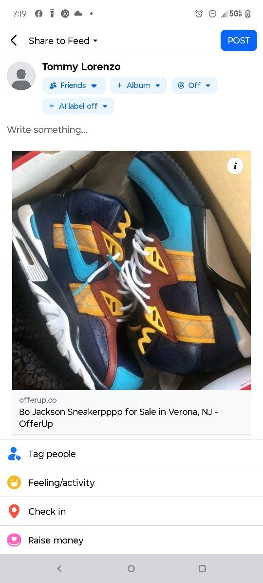 Bo Jackson Sneakers Rams size 10 