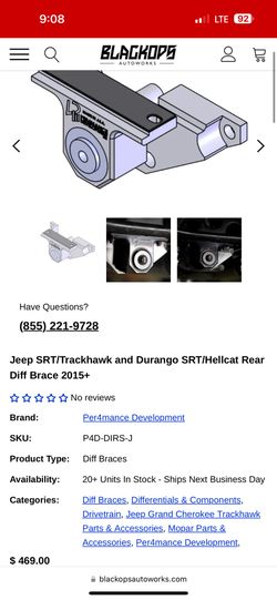Trackhawk And Durango Diff Brace