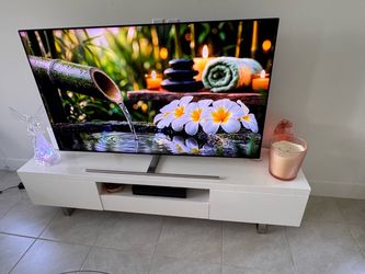City Furniture Axel White 78” Modern TV Stand – Excellent Condition  Price: $800 OBO