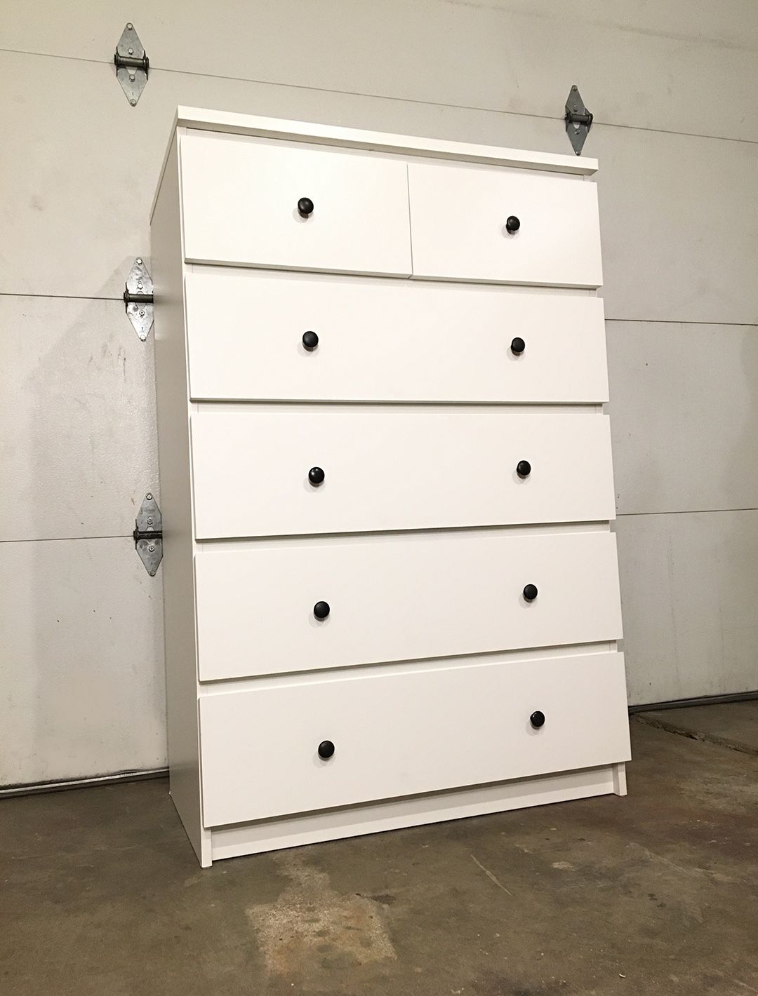 White MALM 6-Drawer Ikea Dresser w/ Black Knobs