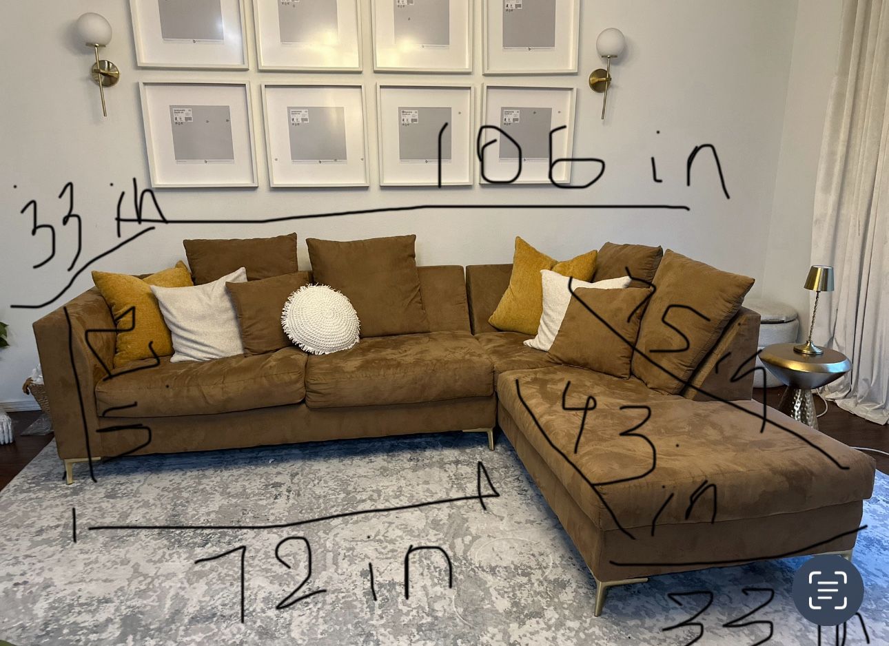 Brown Velvet Couch