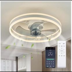 ANTOINE 20 in LED Indoor White Dimmable Flush Mount Ceiling Fan with Remote