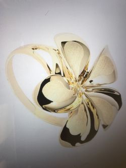 14k yellow gold plumeria ring sandblast polish edge 23mm