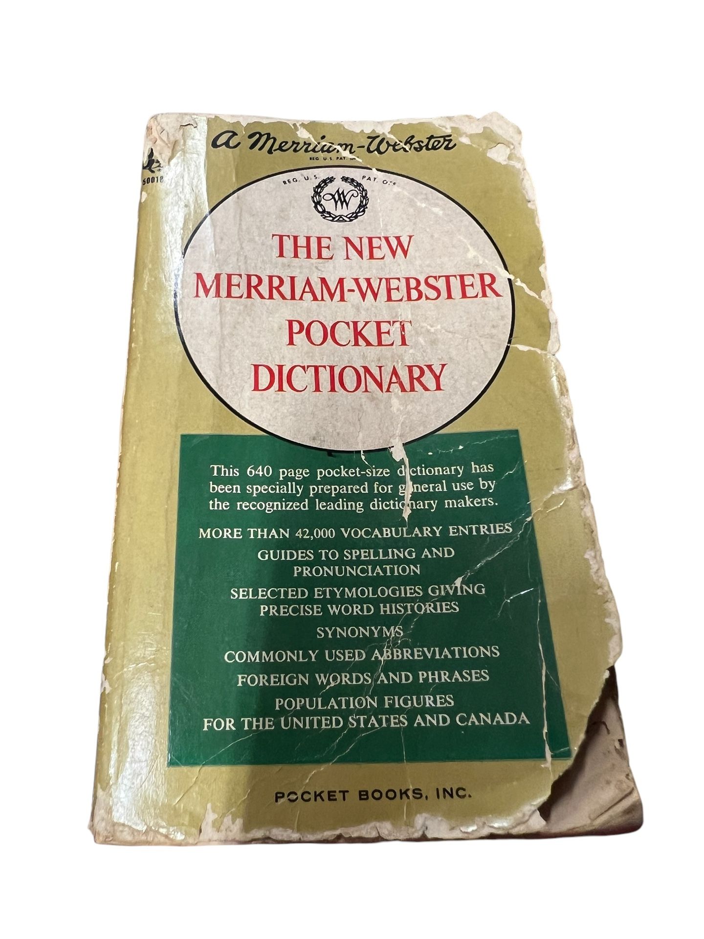 Webster's New World Pocket Dictionary by Merriam-Webster 1964 Vintage Look Pics  This Webster's New World Pocket Dictionary by Merriam-Webster, publis