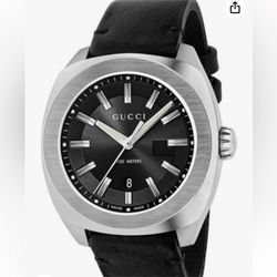 Gucci Swiss Quartz Stainless Steel Leather Dress Black Men's Watch designers