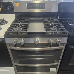 GE Gas Stove Double Oven 6 Burner 