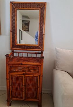 Bamboo table with mirror