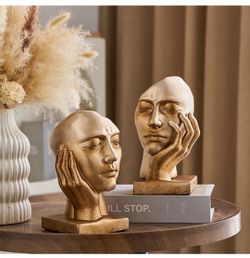 Vintage Thinker Book Ends for Shelves, Decorative Gold Bookends, Heavy Duty Book Stopper for Desk, Antique Home Office Decor Aesthetic, Unique Bookshe