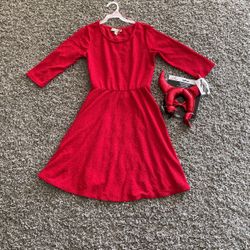 Girls Devil Costume Dress Plus Accessories Size 12-14