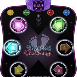 Dance Mat Toys for 3-12 Year Old Kids, Electronic Dance Pad with Light-up 6-Button & Wireless Bluetooth, Music Dance Game Mat with 5 Game Modes , Birt