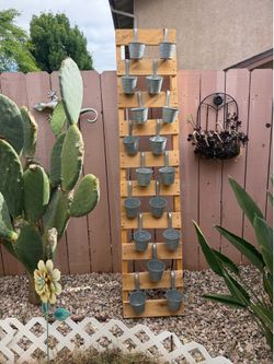 Wooden ladder and pots