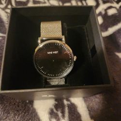 Nine West Mens Asher Watch NWW1620M Stainless Mesh Band Black Face. NEW