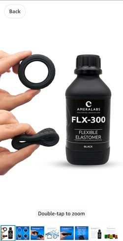 AmeraLabs FLX-300 Flexible Tough 3D Printer Resin, Soft Rubber/TPU Like 3D Printing Resin, High Elongation 405nm Fast UV-Curing Photopolymer Resin for