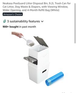 Nekoosa PooGuard Litter Disposal Bin, 9.2L Trash Can for Cat Litter, Dog Waste & Diapers